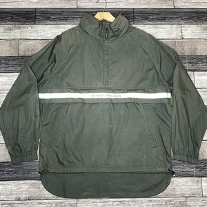 Vintage 90’s Calvin Klein Windbreaker Jacket Size Large Hooded Green Logo Pocket